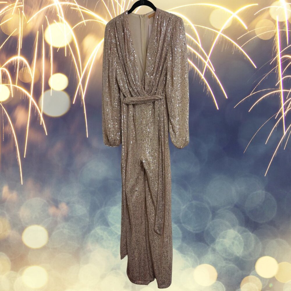 Baltic Born Brussels Sequin Jumpsuit Dress NWT Size L